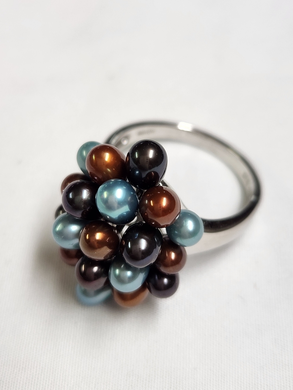 HONORA Pearl Sterling Silver Ring in Blues And Browns SIZE 9 - Picture 3 of 14